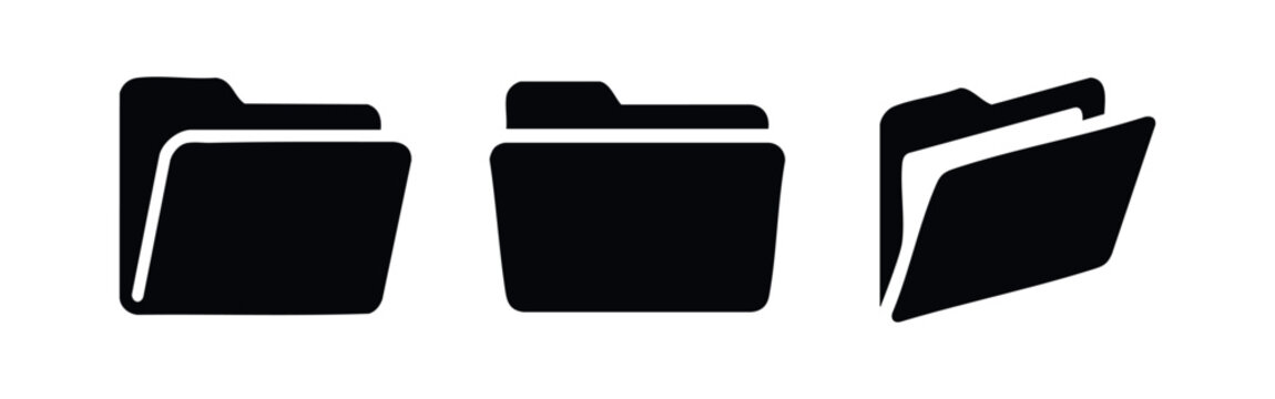 Folder document vector icons set. File storage and organization symbol.