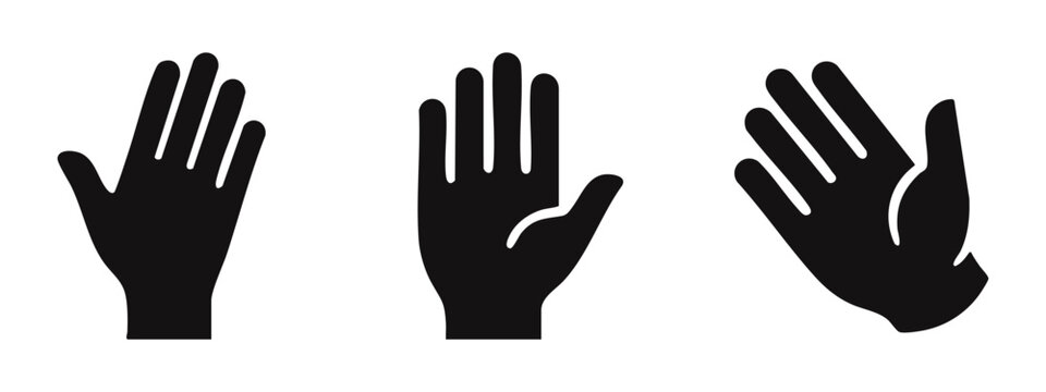 Hand Gestures Icons Set. Human Body Part Vector Silhouettes.