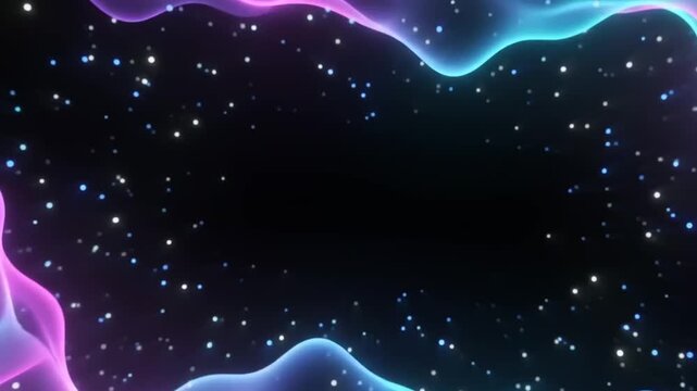 Vibrant Plasma Flow Overlay featuring purple and cyan plasma waves flow along the edges of a dark starry frame, leaving