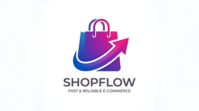 E commerce shopping bag with arrow e-commerce shopping bag