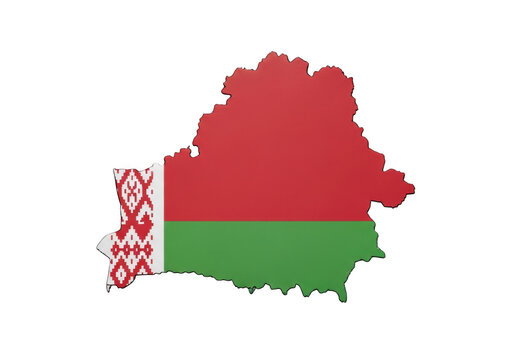 3d render of the map of belarus with the national flag isolated on transparent background