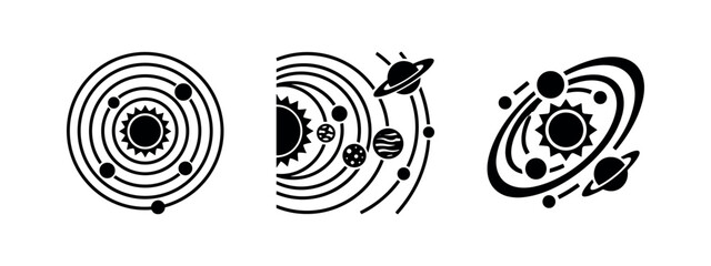 Solar System and Planetary Orbit Icons. Astronomical Models. © Lili