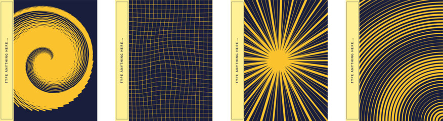 Fototapeta premium Yellow and Black Gradient Backgrounds with Geometric Patterns