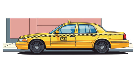 Yellow New York City Taxi Cab Side View Illustration © fiyan