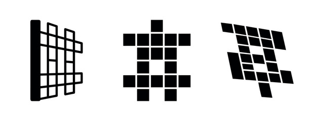 Fototapeta premium Grid and square block abstract geometric icons