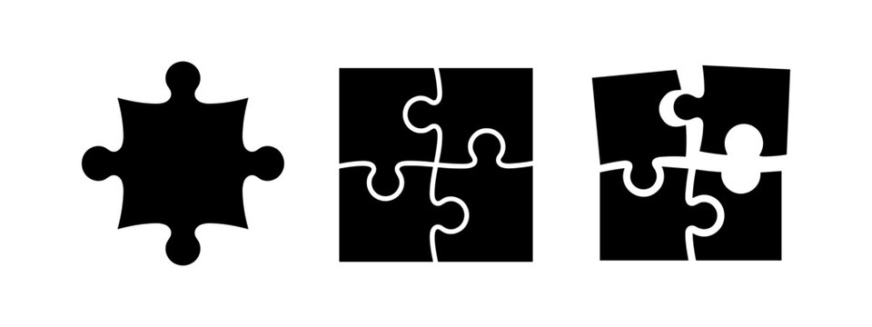 Jigsaw puzzle pieces and incomplete puzzle icons
