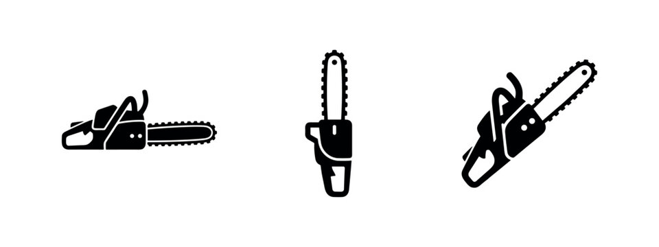 Chainsaw icons in different orientations