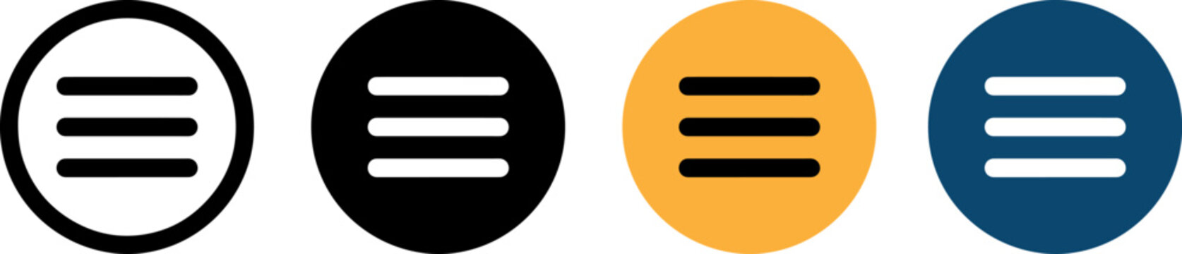 Set of four hamburger menu icons in different styles