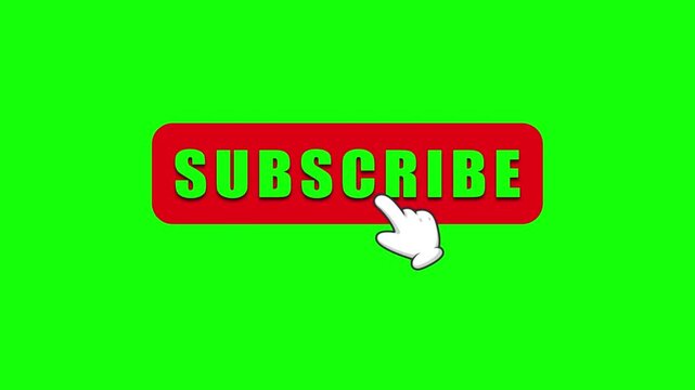 Animated YouTube subscribe button with notification bell icon on a green screen background