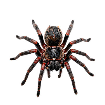 Detailed illustration of a bark huntsman spider walking on a white surface