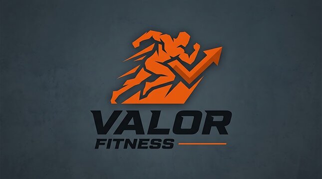 Orange and black valor fitness with running man and arrow