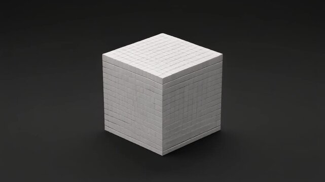 3d transformation from cube to spherical brush shape animation