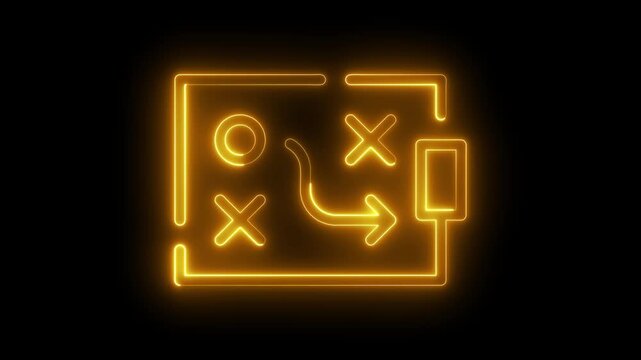 Neon strategy map animation: business planning and tactical growth concept tactics