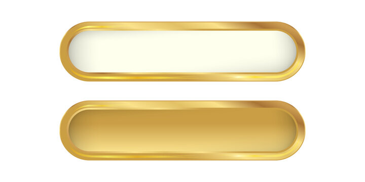 Two elegant blank golden banners, one with a light cream recessed area and one solid, featuring a glossy, metallic finish for premium design applications.