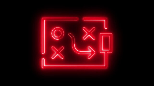 Neon red strategy map animation for business planning and tactical growth concepts glowing