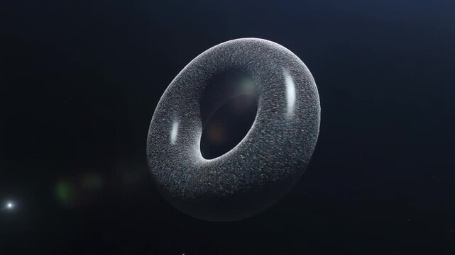 3d ring rotation animation with glowing light effects in dark space