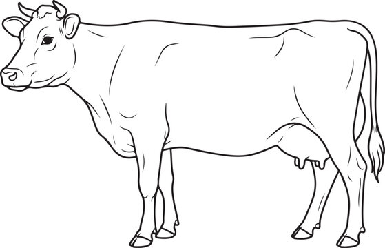 Black and white cow standing isolated on white background
