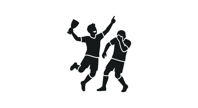 Two football players in action pose.