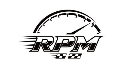Dynamic RPM logo with speedometer and racing flag elements. © AFAstore
