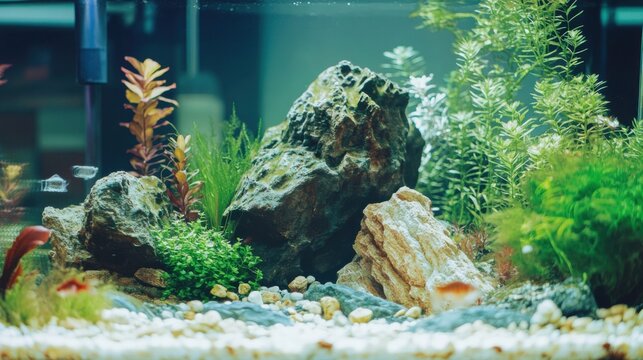 Hyperrealistic Island Style Aquascape with Rocks and Plants