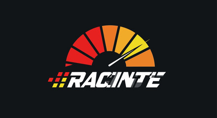 Speedometer Logo with Racing Theme and Text. © AFAstore