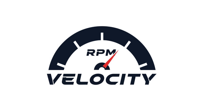 RPM Velocity Speedometer Logo Design for Automotive Performance.