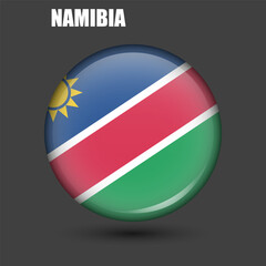 Naklejka premium The national flag of Namibia is round.Vector.Round 3d flag icon with high detail.Spherical illustration of the flag.