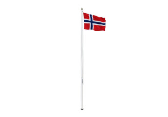 Fototapeta premium Flag of norway on a flagpole isolated on transparent background