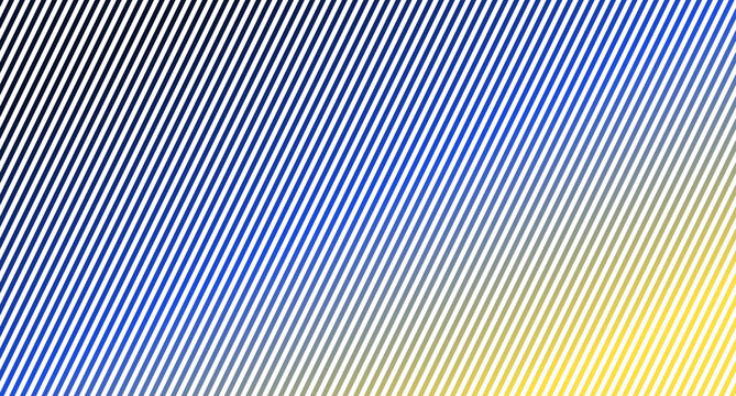 Scripted Content Geometric Slanted Striped Pattern featuring Oblique Parallel Bars with Intense Electric Cobalt to Lemon Yellow Color Transition and High Contrast Midnight Blue Noise Texture