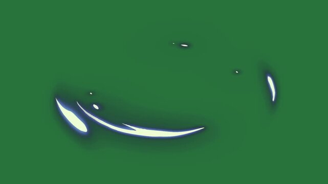 A green background with white border and screen smiley face drawn on it small hole in the middle an image of letter e is illuminated blue light green screen animated chromakey background