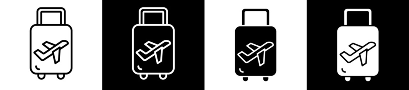 Travel Bag Icon Black And White Vector Illustration.