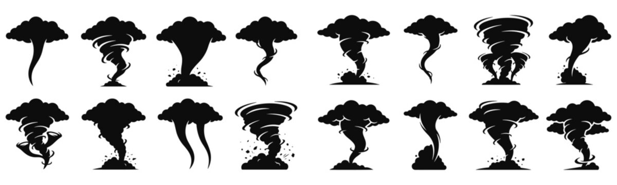 Tornado vector, Tornado silhouette vector set on white background, tornado, cyclone, vector, silhouette, 