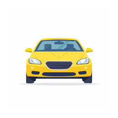 Fototapeta premium Yellow car front view, flat design illustration
