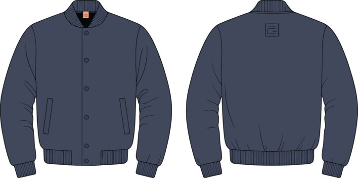 Varsity style bomber jacket apparel vector illustration.