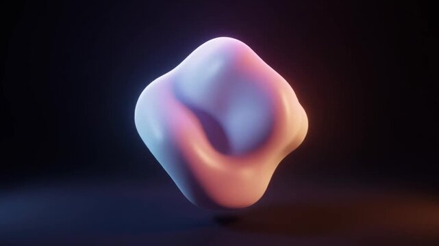 3d organic shape transformation with soft glowing light effects
