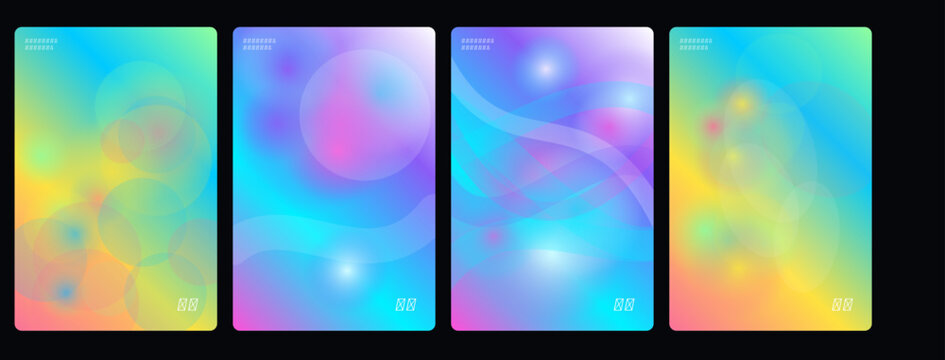 Holographic backgrounds, iridescent textures, rainbow colors, abstract patterns, vector designs