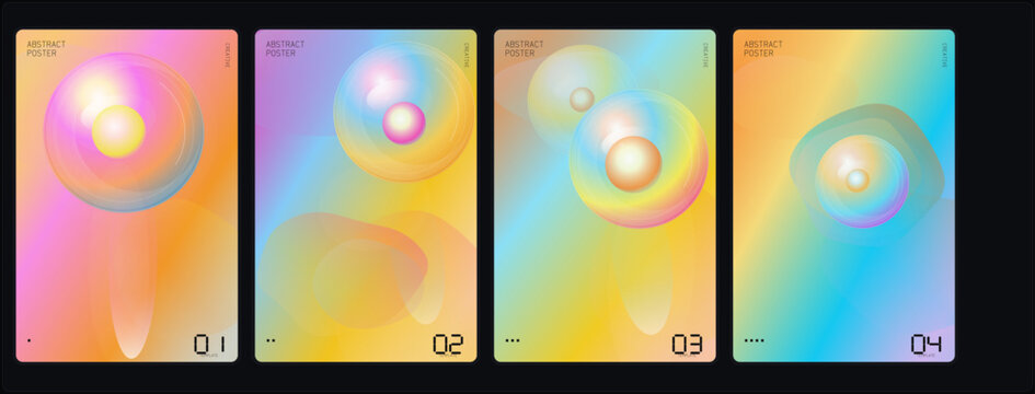 Gradient, colorful backgrounds, swirl patterns, 4 elements, vector set