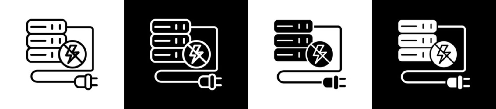 Outage Icon In Outline And Glyph Styles With Black And White Variations