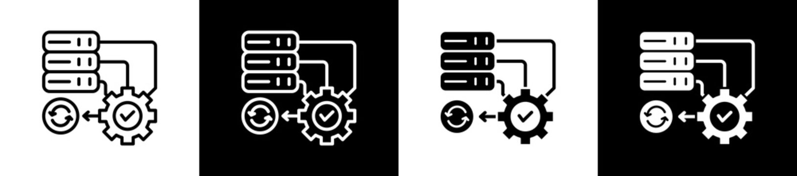 Recovery Icon In Outline And Glyph Styles With Black And White Variations
