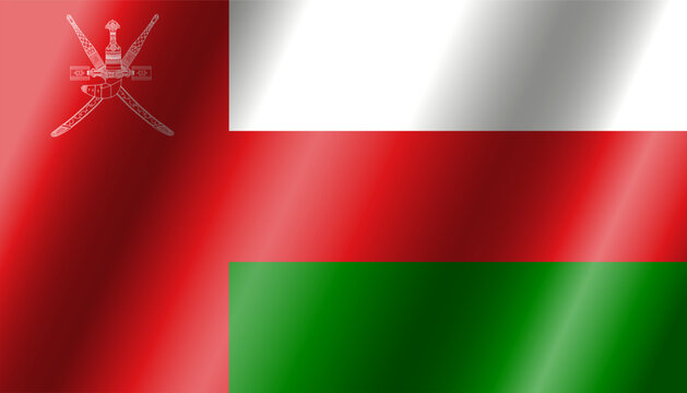 The official national flag of Oman.Vector.3D illustration.A highly detailed flag of Oman,with official proportions and color.