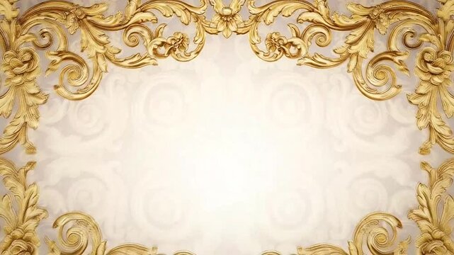 Gold ornate baroque architectural scrollwork design.