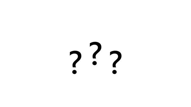 Animation of question mark on white background. ck video black and white thin handwritten line icon for web design. Why, ask, question problem, monochromatic flat object ...