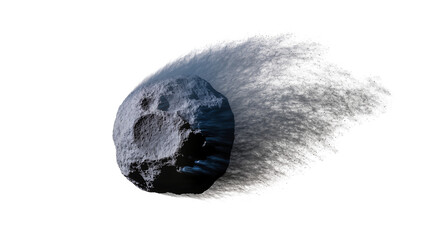 Dark asteroid with cratered surface and dusty tail © Vetle