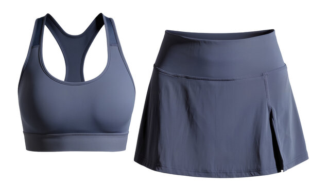 Blue sports bra and pleated skort set