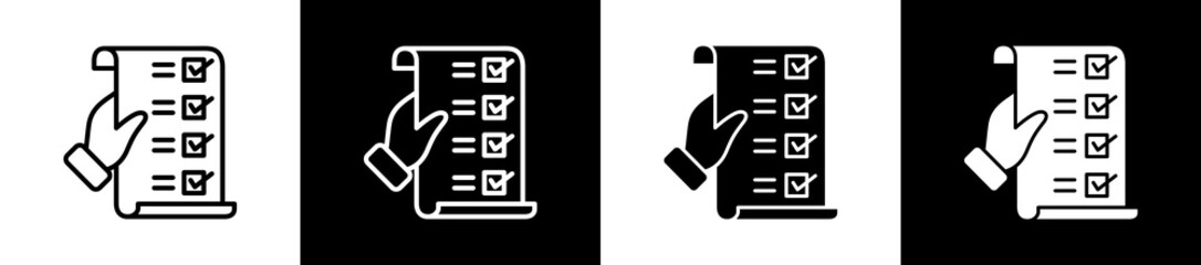Fototapeta premium Checklist Icon In Outline And Glyph Styles With Black And White Variations
