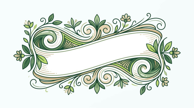 Ornate Green Leafy Swirling Frame Design.