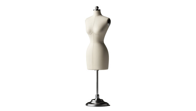 Female dress form mannequin with metal stand and base