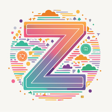 Letter Z with Colorful Abstract Elements