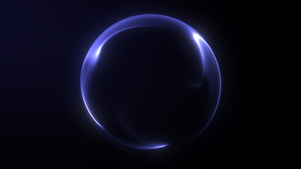 Obraz premium Purple violet energy sphere with soft neon rim light on dark background, glowing plasma orb, smooth liquid highlights and shadowed center glow