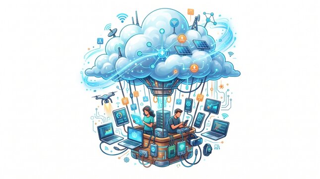 Cloud computing network with digital devices and people